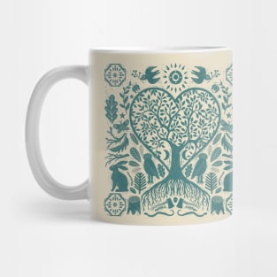 Rustic Early American Tree Of Life Woodcut Mug